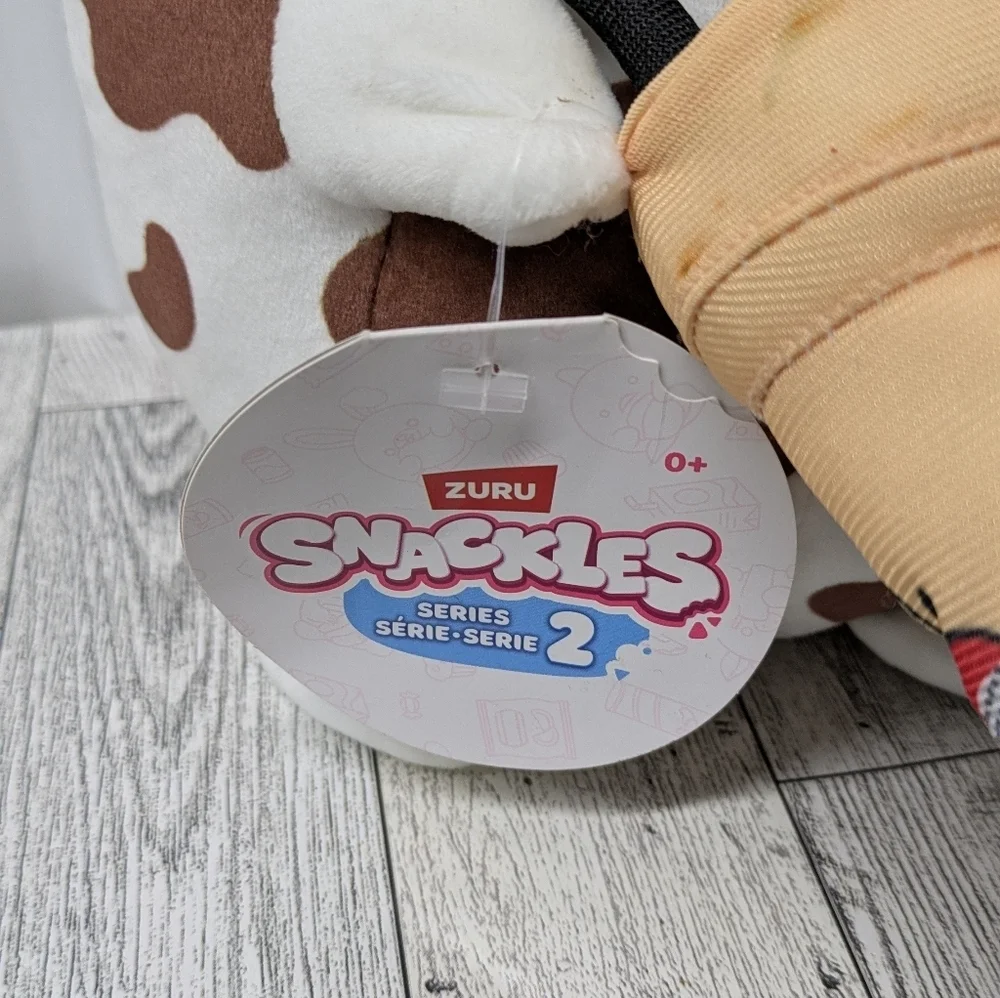 Zuru Snackels Plush Cow Stuffed Animal with Bubble Tea Accessory